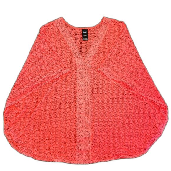 Catalina Women Swim Cover-Up Hot Pink Lace Crochet Size 2X - Picture 3 of 8
